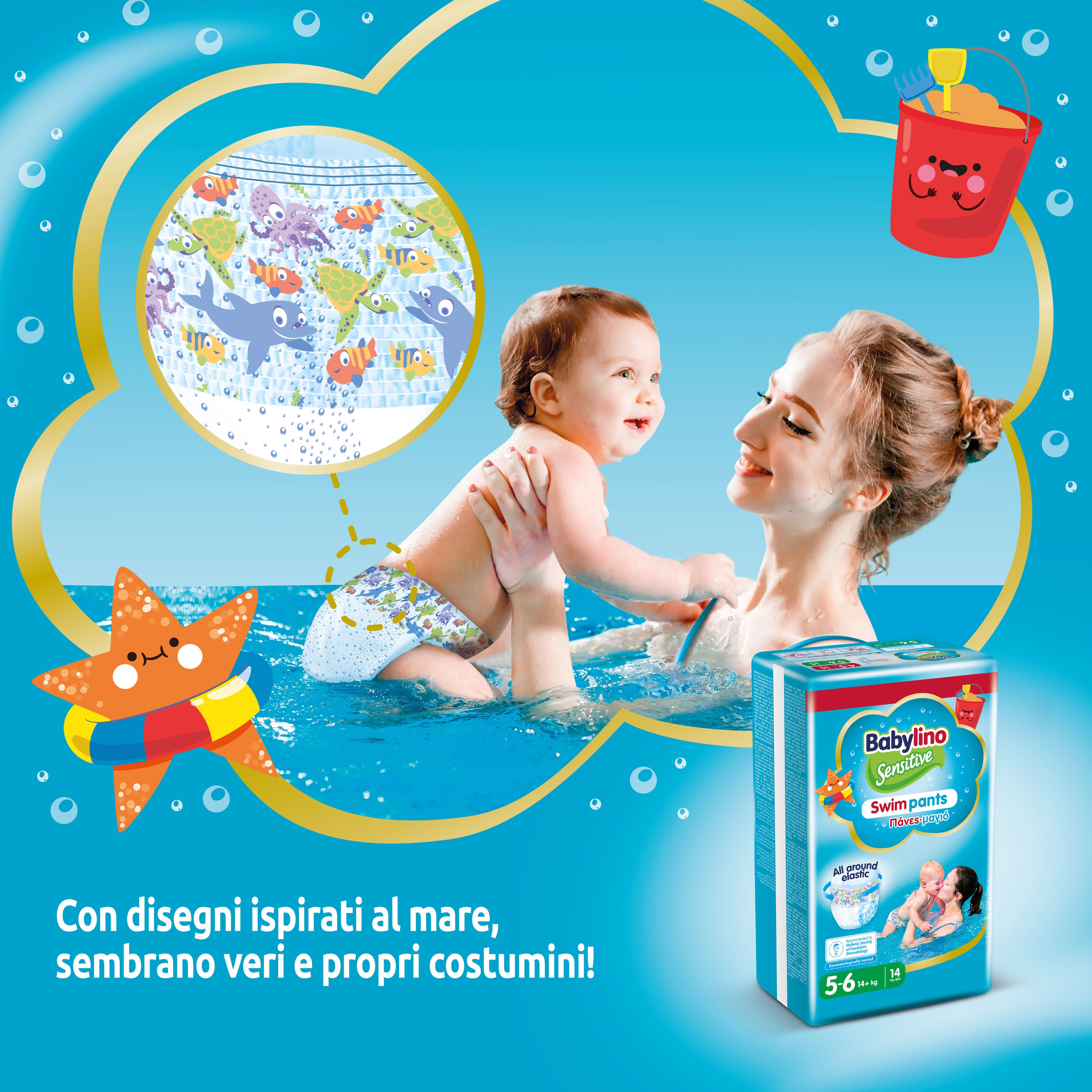 Babylino Sensitive SwimPants, Pannolini Mare e Piscina, Taglia 5/6 (oltre 14kg), 14 Unità