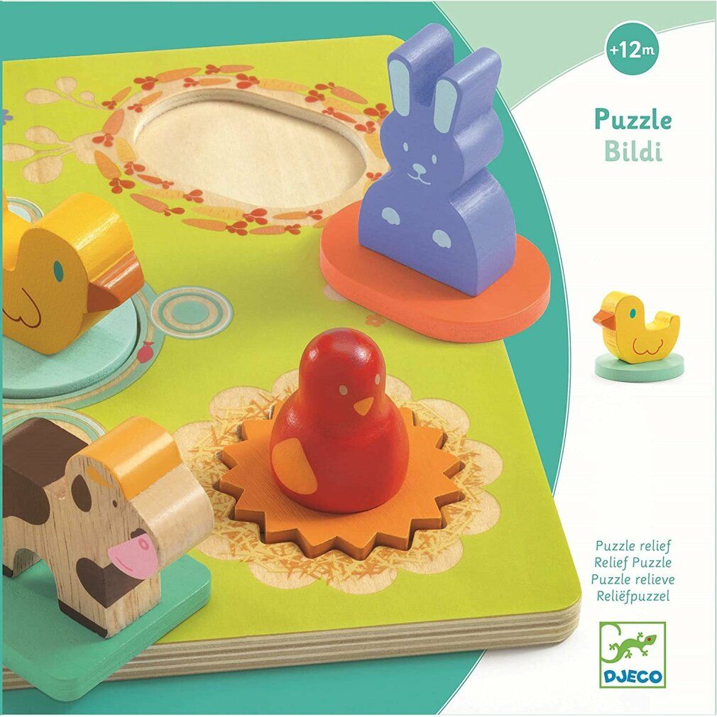 djeco puzzle in legno Ka enka e amici 5 pezzi