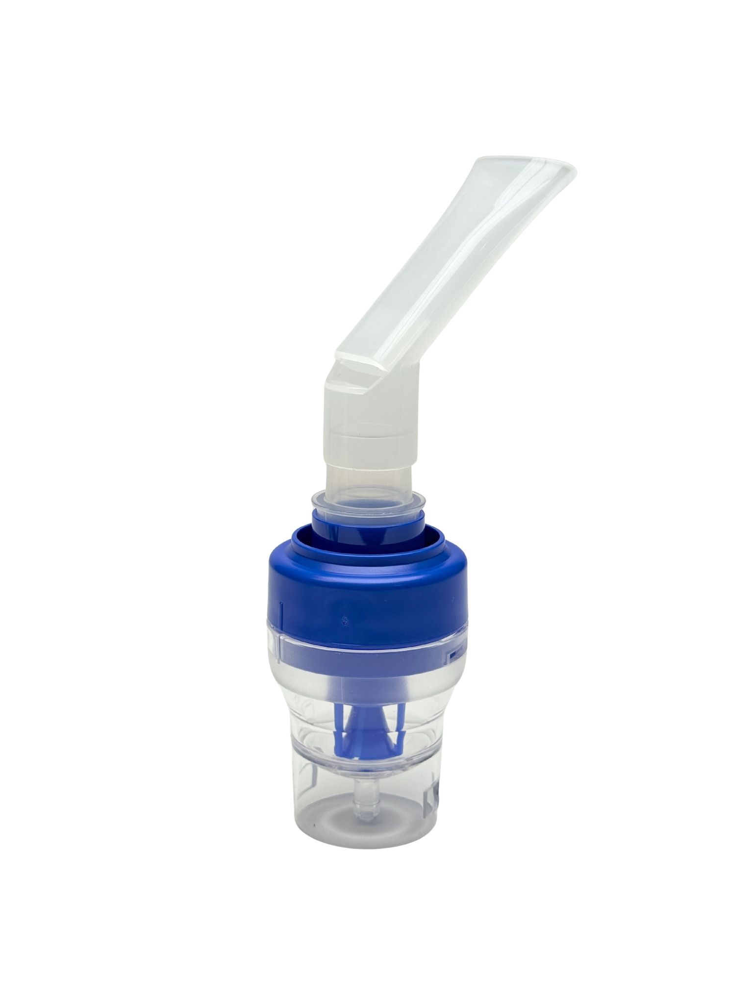 Set nebulizzatore con coperchio blu e boccaglio.