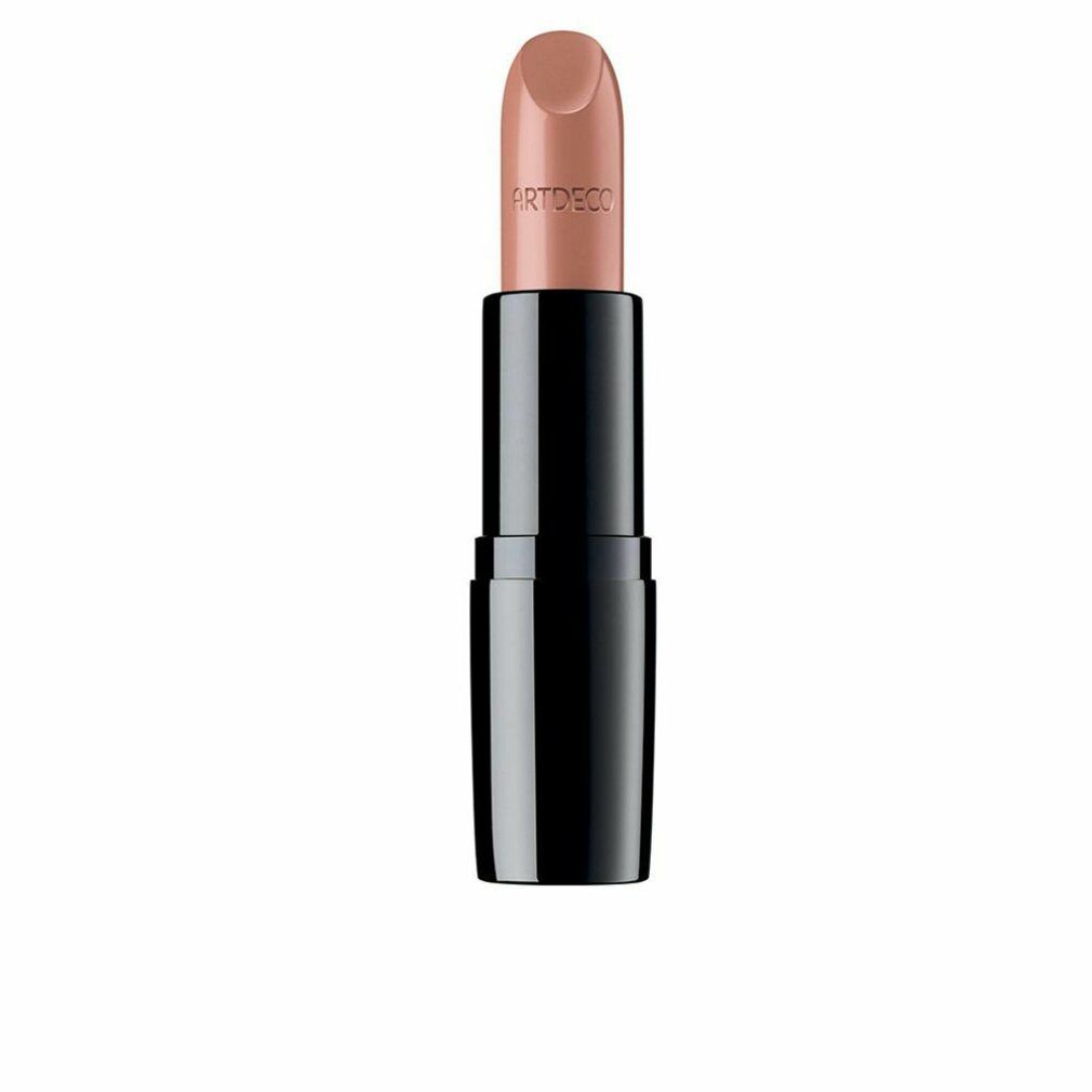 Rossetto color nude. Astuccio nero, nome del prodotto ARTDECO. Punta del rossetto aperta.