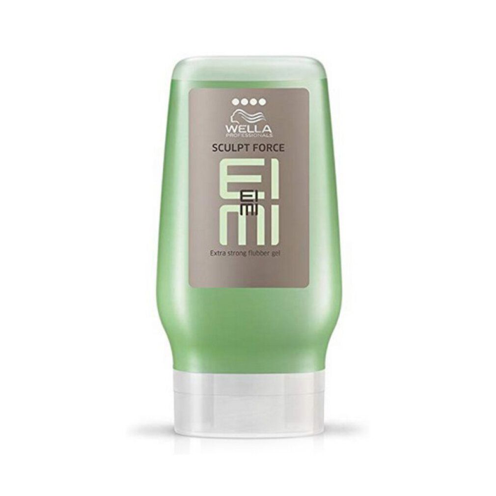 Gel verde in flacone. Scritta: Wella Eimi Sculpt Force. Tenuta 4.