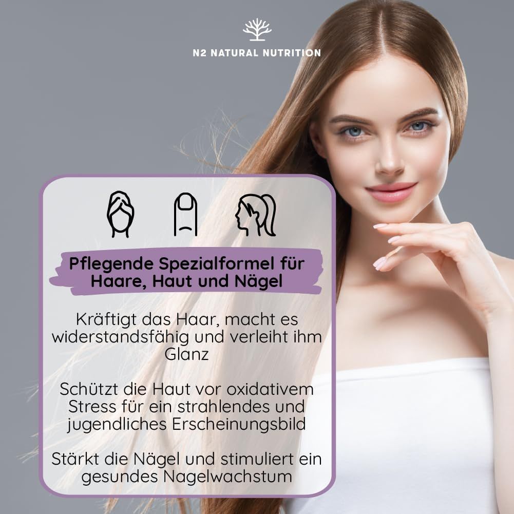 Testo su capelli, pelle e unghie. Icone e testo sulla cura.