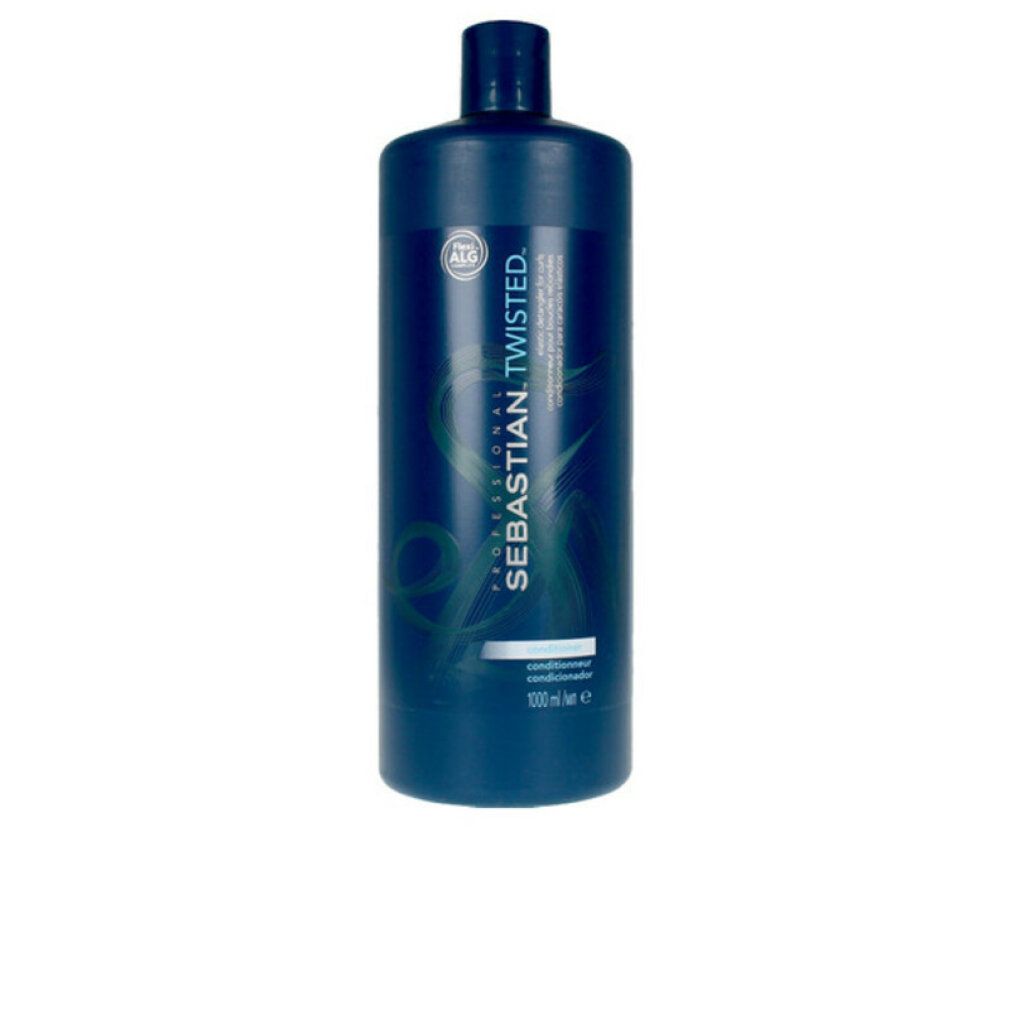 Grande flacone blu scuro con nome del prodotto e logo. Testo: PROFESSIONAL. TWISTED. Conditioner. 1000 ml.