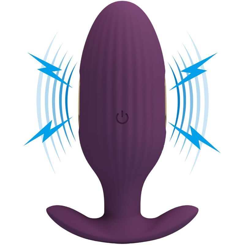Anale viola scanalato con simboli di vibrazione.