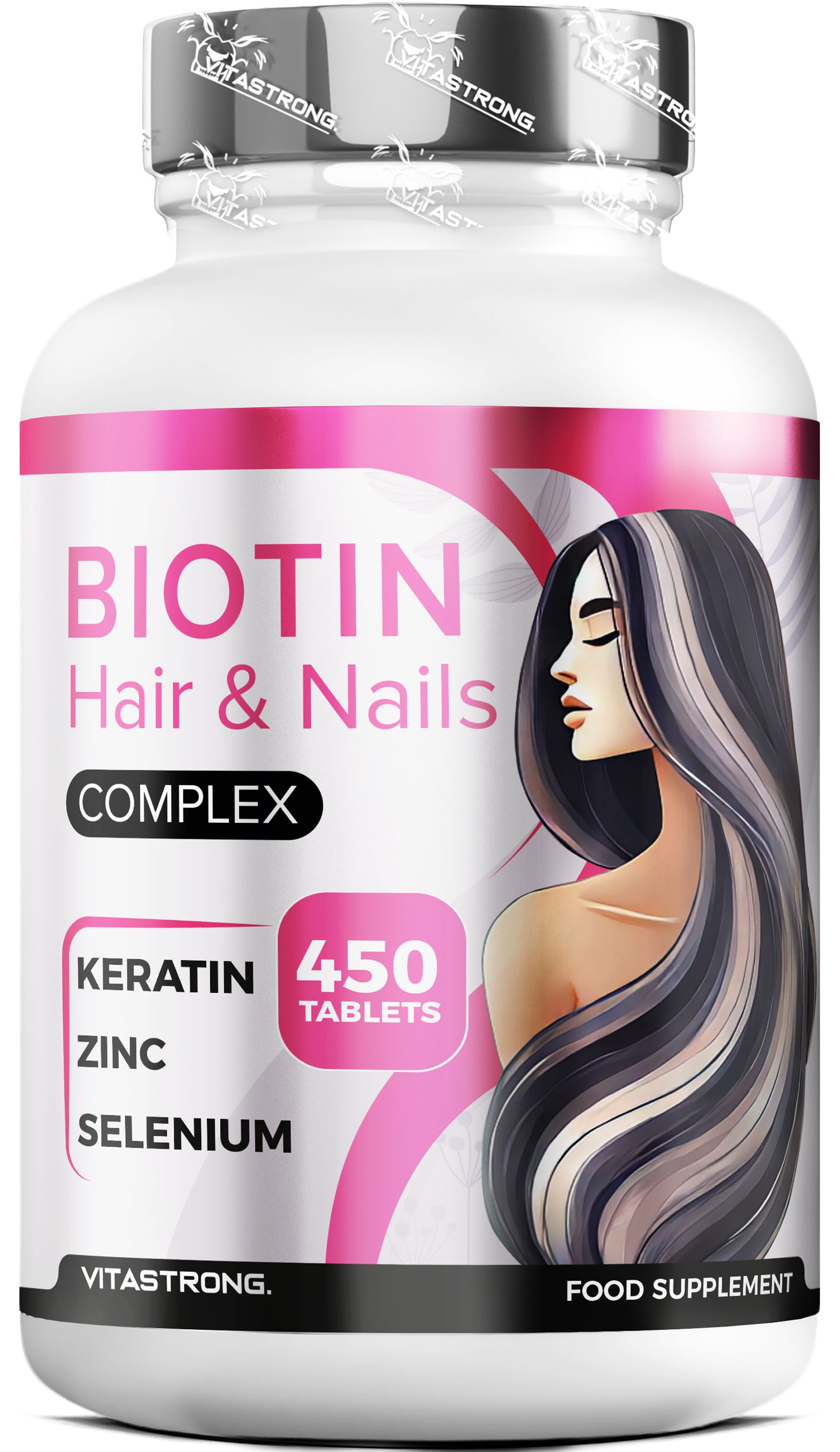 Biotina per capelli e unghie Vitastrong complesso con cheratina, selenio e zinco 450 micro compresse