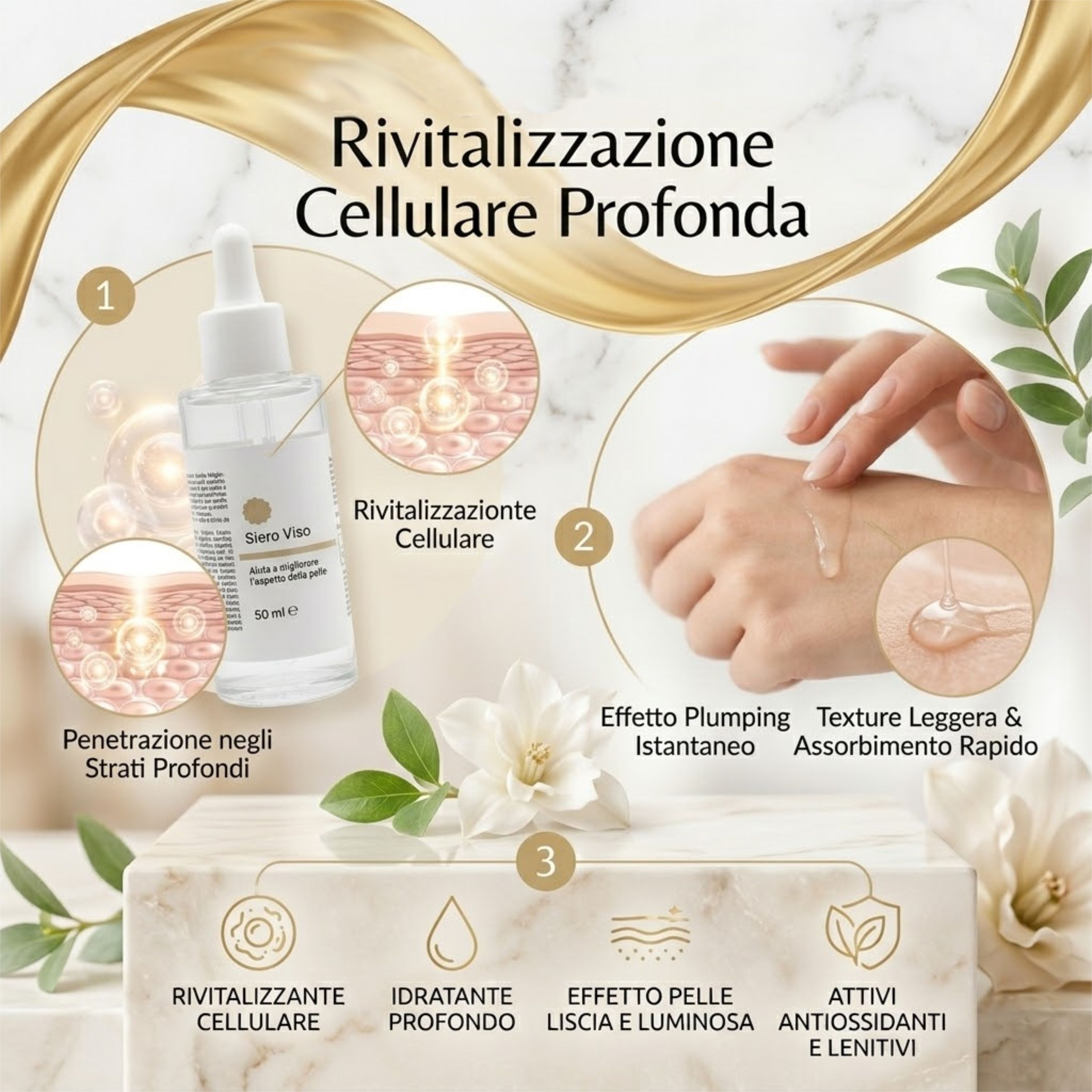 Siero Viso Antiage con Esosomi – Idratante e Rivitalizzante – Effetto Pelle Liscia e Luminosa- 50 ml