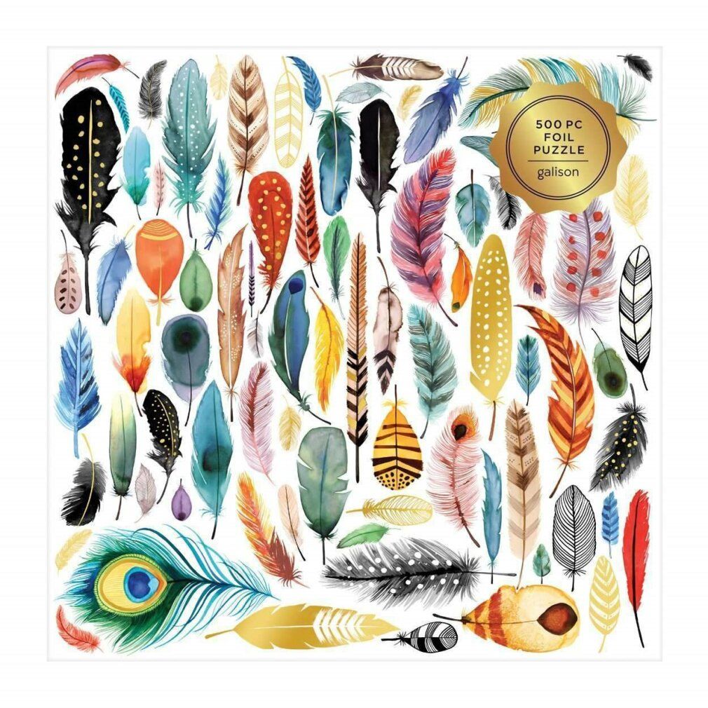 galison Metallic Square Puzzle Feathers 500 pezzi