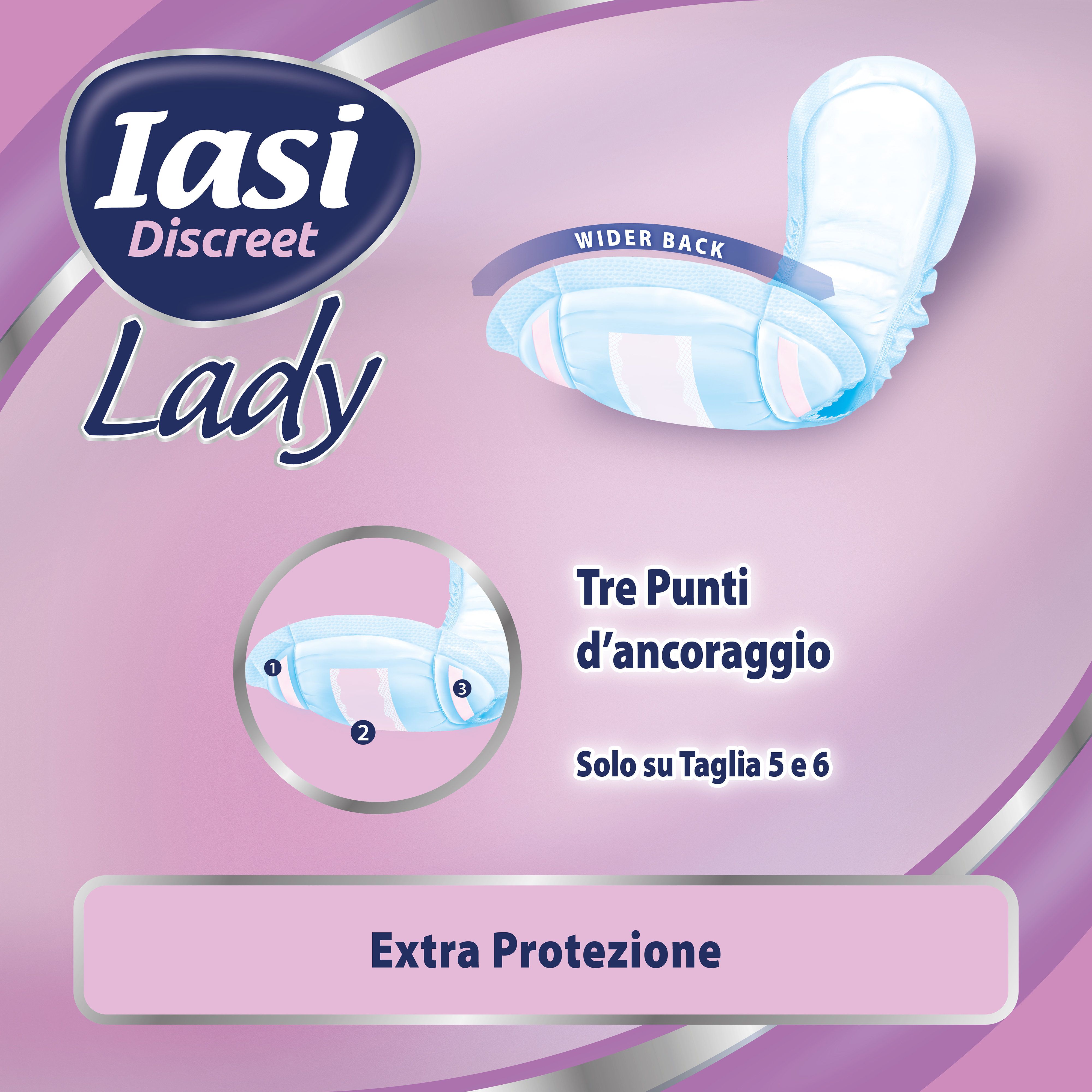 IASI Discreet LADY, Assorbenti per perdite urinarie Femminili Moderate, Taglia XL, 10 Unità
