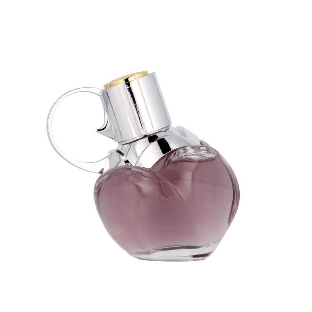 Azzaro Wanted Girl Tonic Eau De Toilette Spray. Flacone a forma di granata, tappo argentato. Liquido rosa visibile.