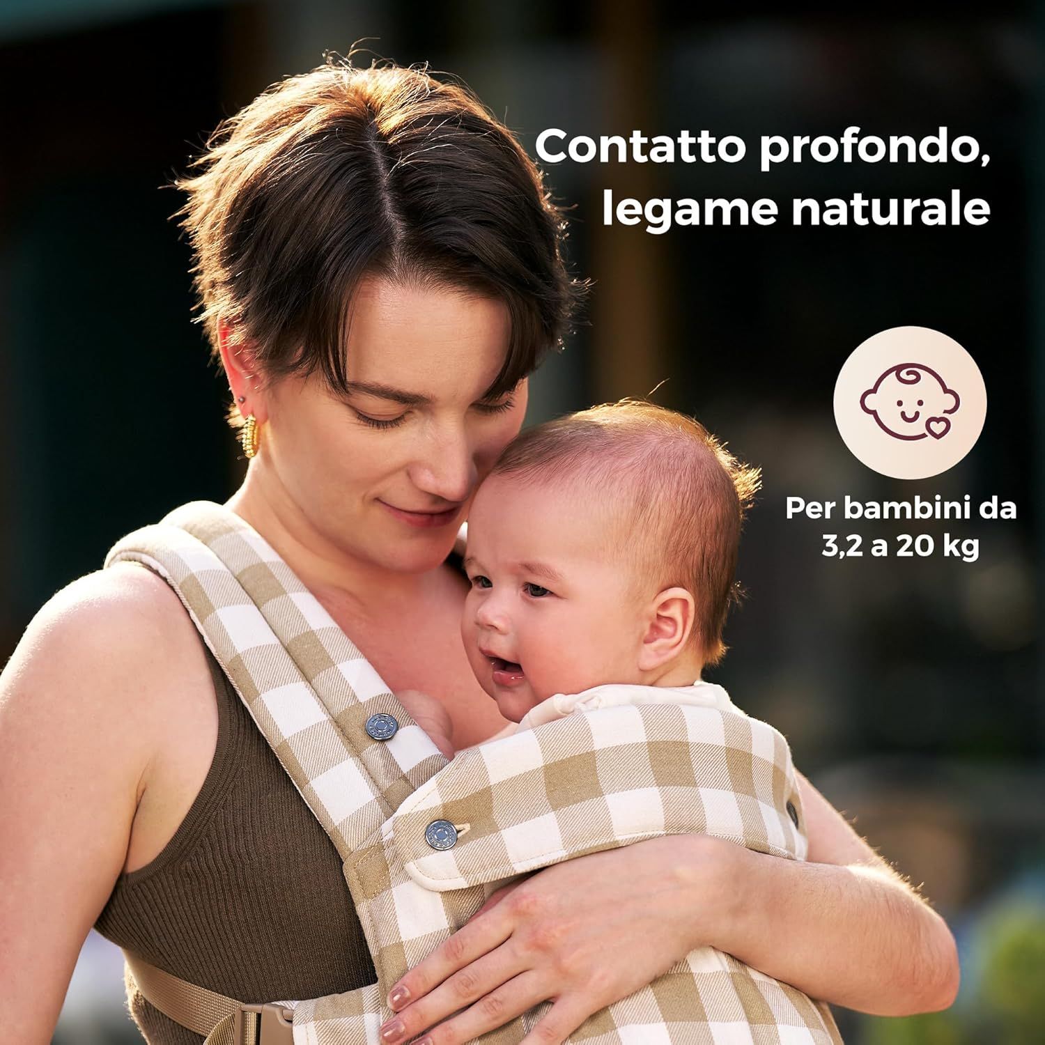Momcozy Marsupio per Bambini Leggero e Traspirante Ardesia a Quadri