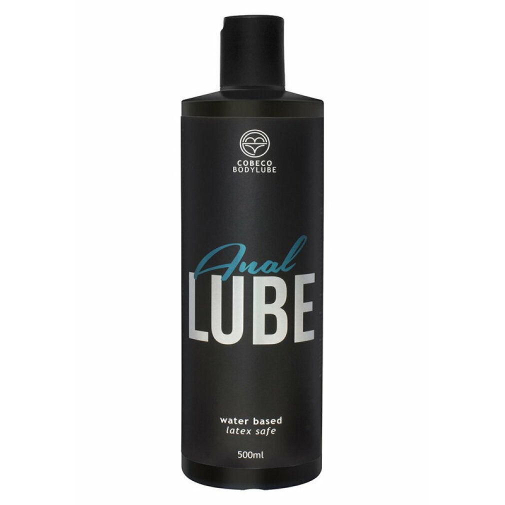 Flacone nero "Anal Lube". Marchio Cobeco Bodylube. A base d'acqua, senza lattice. 500ml.