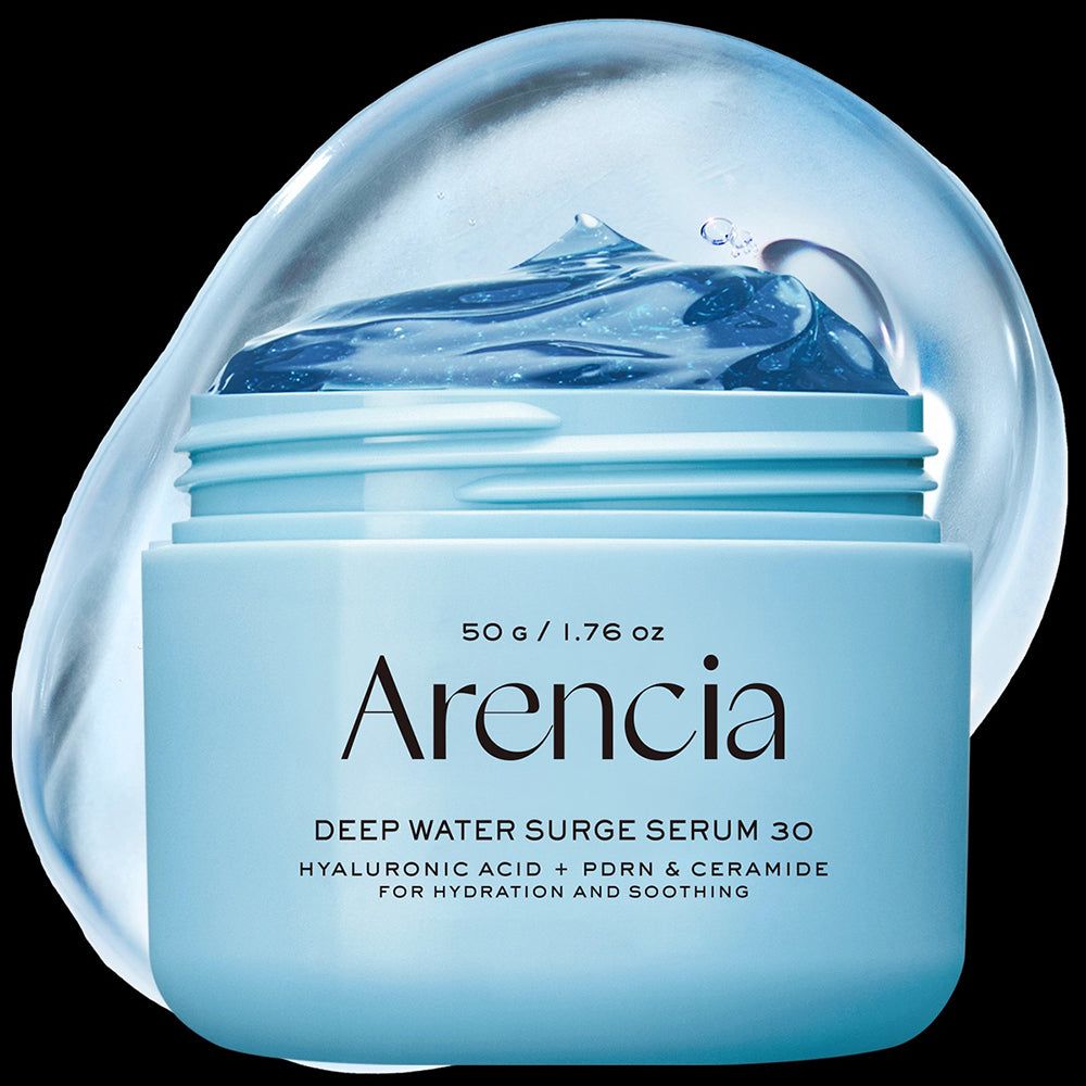Vasetto azzurro da 50g di siero Arencia Deep Water Surge 30, Acido Ialuronico + PDRN & Ceramidi.