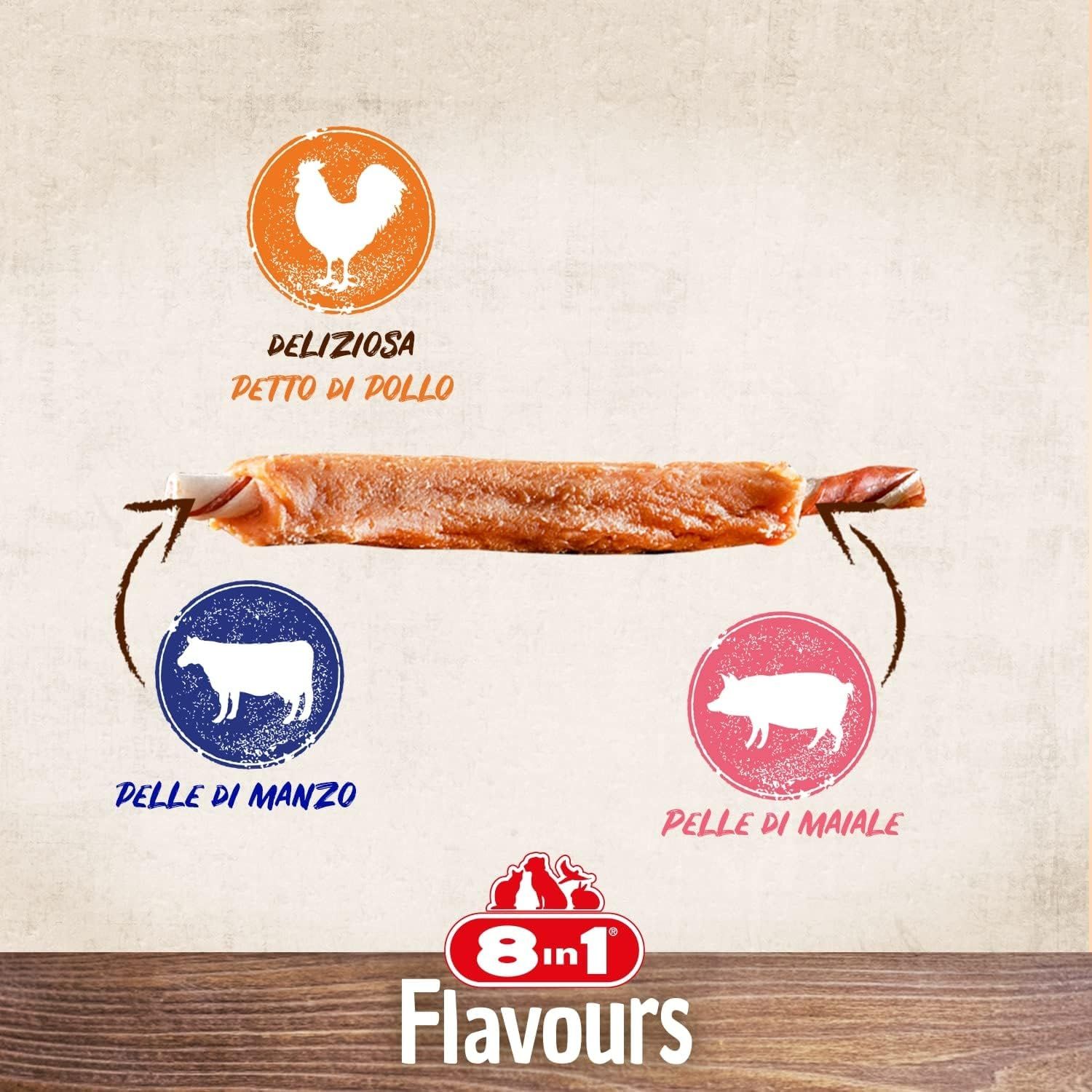 8in1 Triple Flavour Ribs Bastoncini da Masticare per Cani