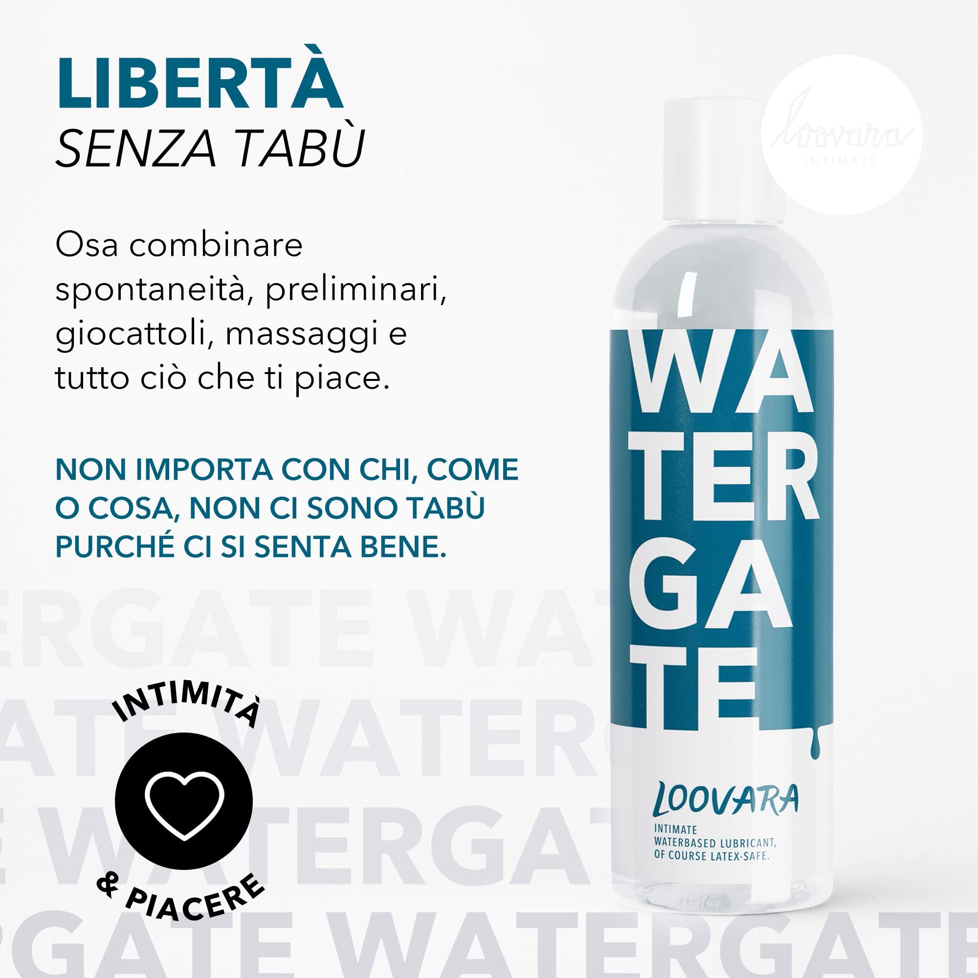 Flacone di gel lubrificante Loovara Watergate, trasparente, 250 ml, per intimità e piacere.