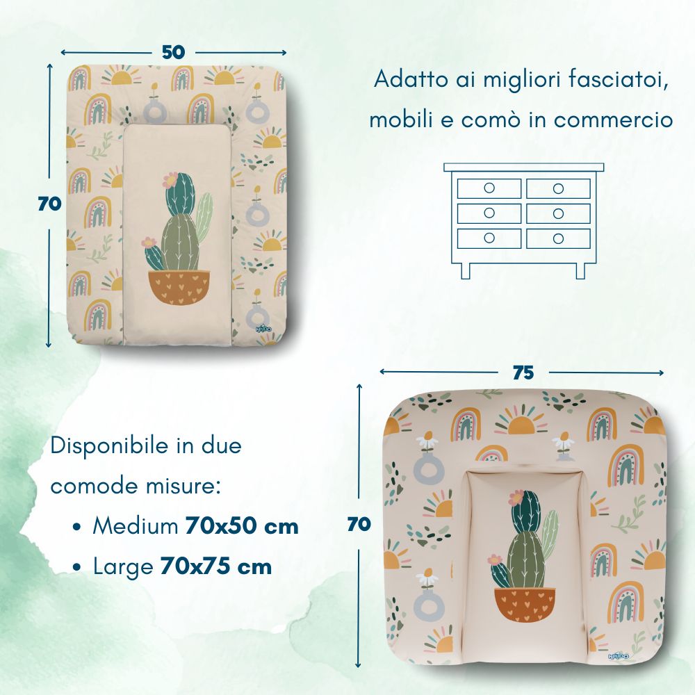 Kikido Materassino Fasciatoio 75x70, Cactus