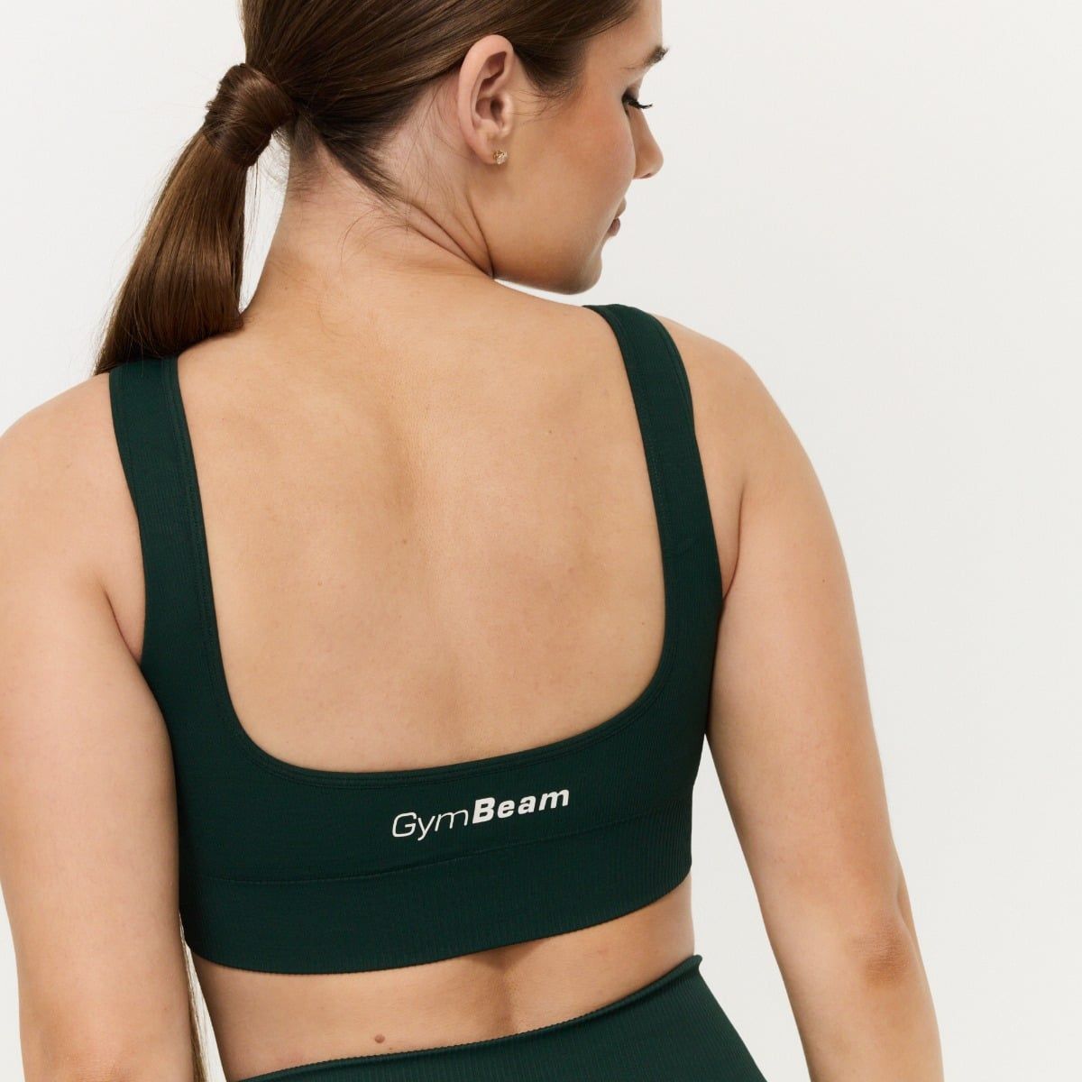 GymBeam Bralette donna senza cuciture in nylon ed elastan con spalline larghe Forest