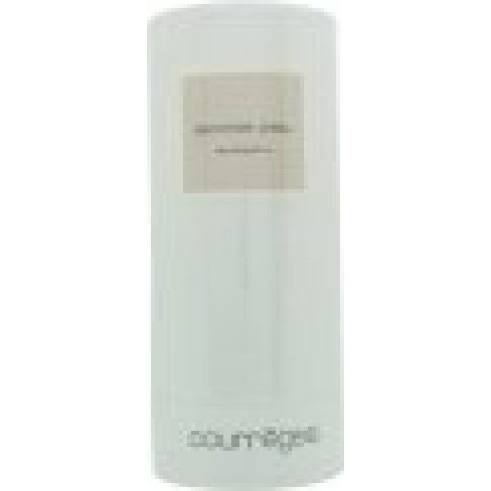 Flacone cilindrico con etichetta. L'etichetta riporta "Courrèges".