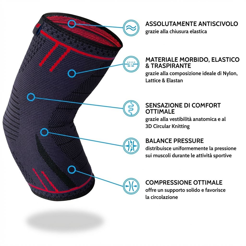 Dettaglio del tutore per gomito. Interno, traspirante, arancione.