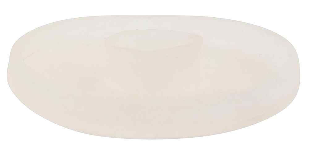 Prodotto a forma di anello, materiale chiaro. Foro centrale. Forma ovale.