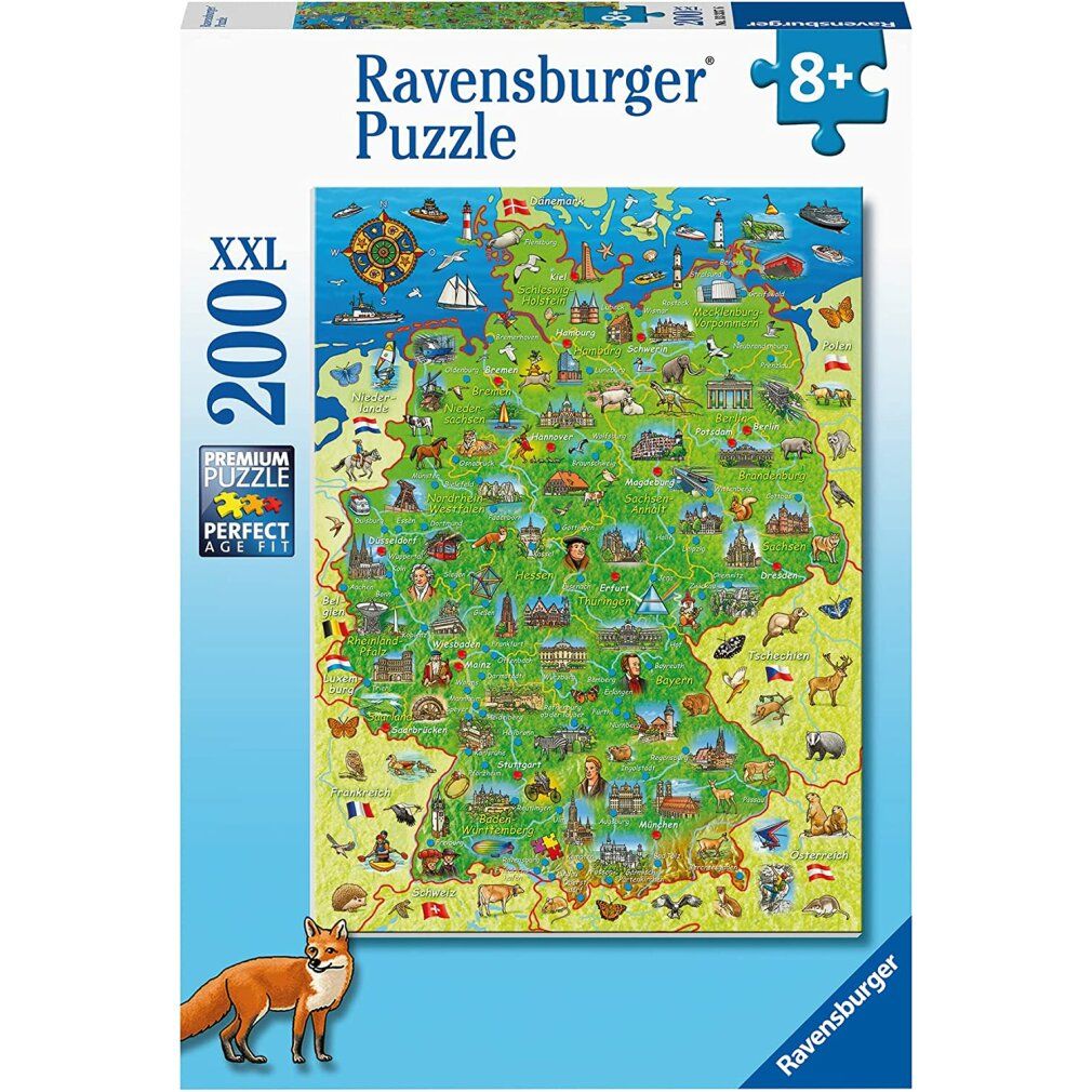 Puzzle ravensburger Mappa a colori della Germania xxl 200 pezzi
