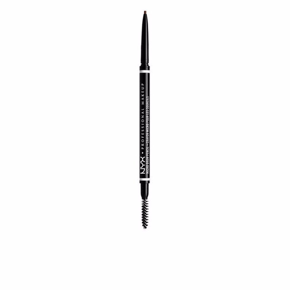 Matita per sopracciglia con spazzola. Penna nera con testo bianco: NYX PROFESSIONAL MAKEUP MICRO BROW PENCIL.