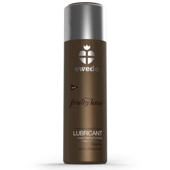 Due flaconi di lubrificante Swede Fruity Love, cioccolato fondente.