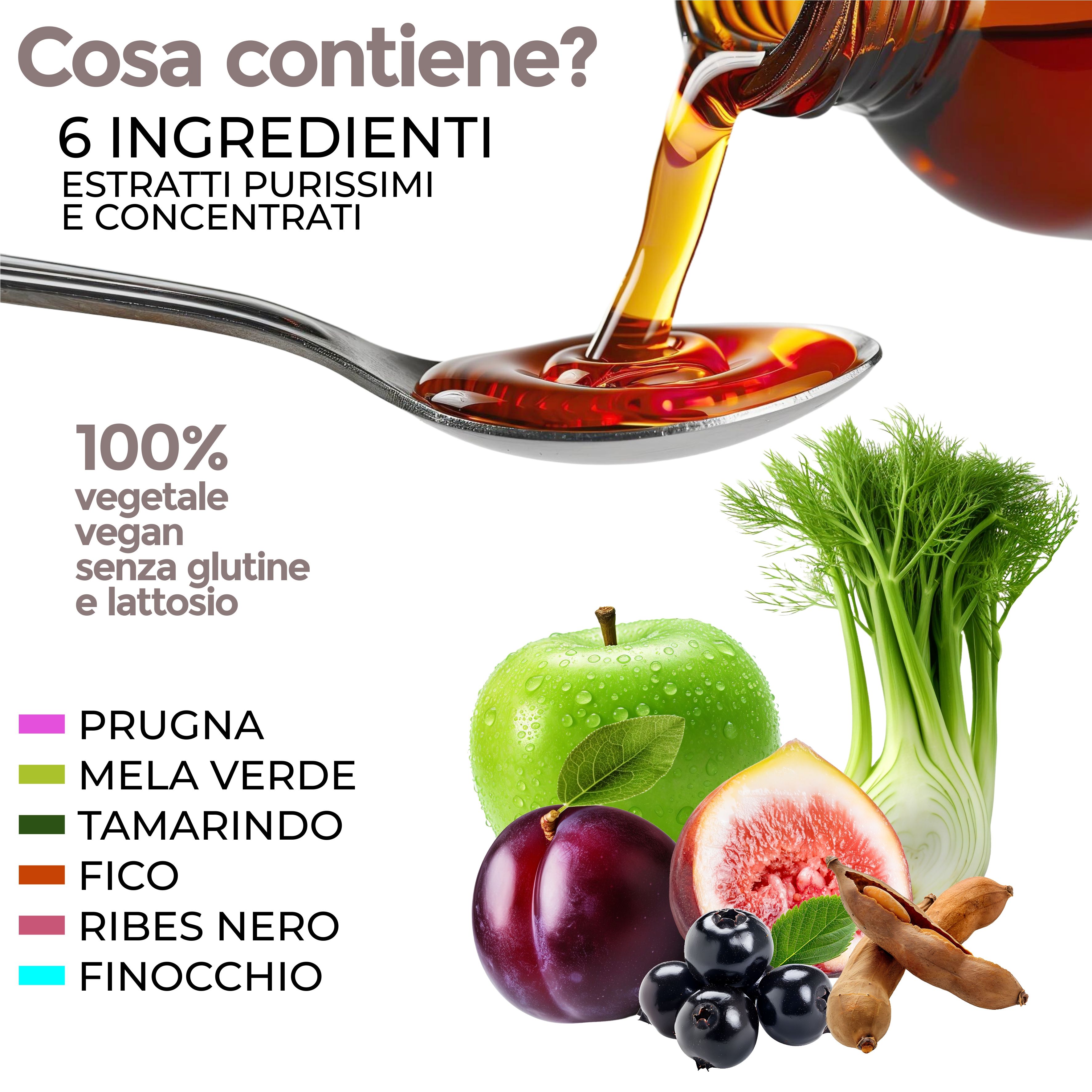 Lassativo Naturale 200ml - Delicato, Senza Dolori Addominali - Prugna, Finocchio e Tamarindo