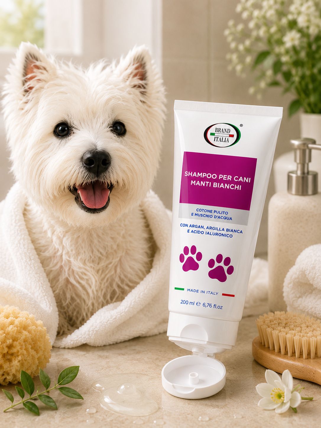 BRAND ITALIA - Shampoo per Cani Manti Bianchi