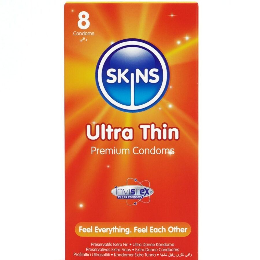 Confezione da 8 preservativi Skins Ultra Thin Premium.