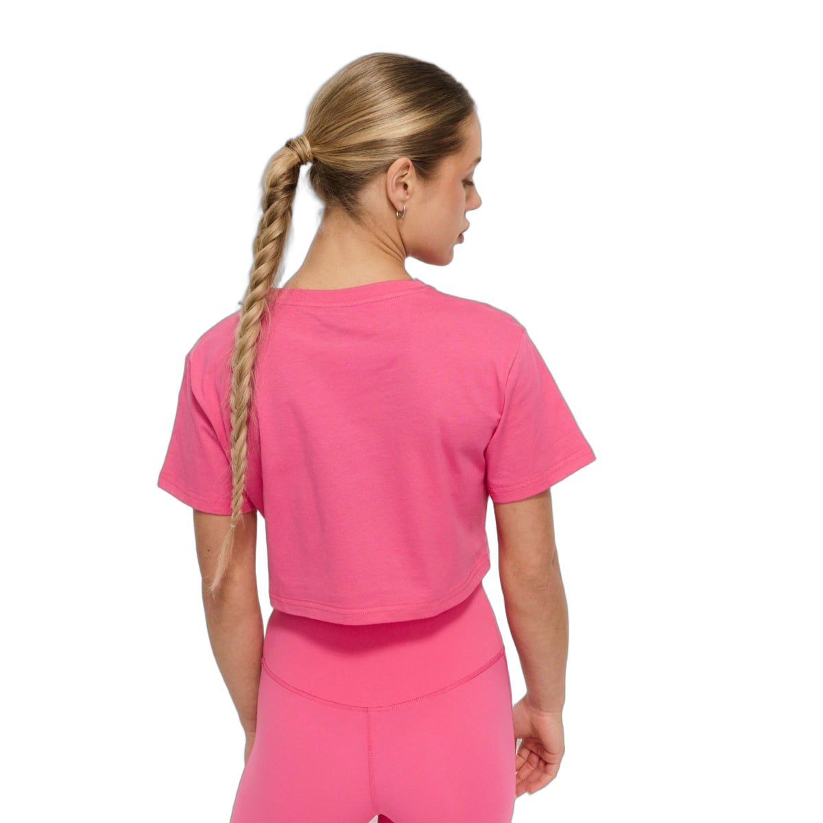GymBeam Crop Top donna Limitless in cotone con manica corta Dragonfruit