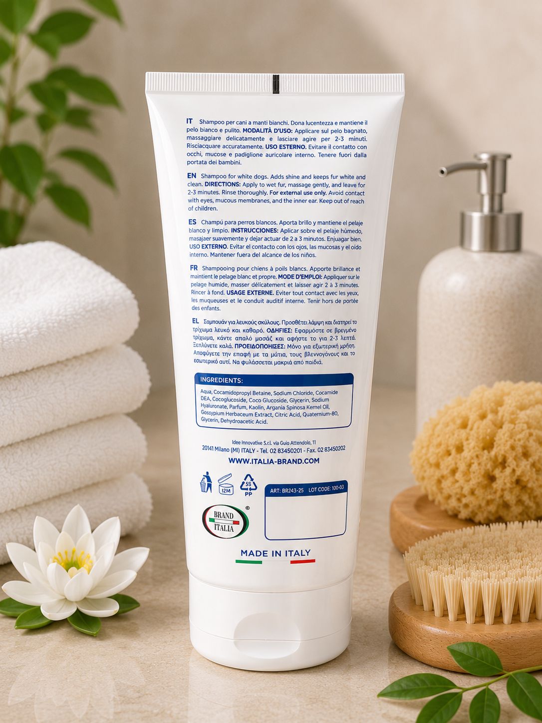 BRAND ITALIA - Shampoo per Cani Manti Bianchi