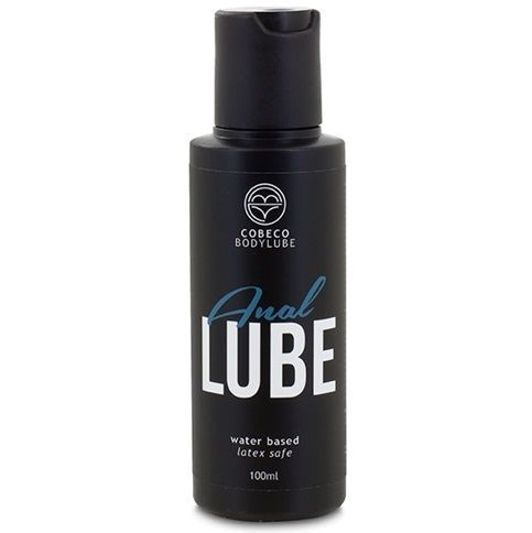 Flacone nero di lubrificante anale, 100ml, a base d'acqua, sicuro per lattice.