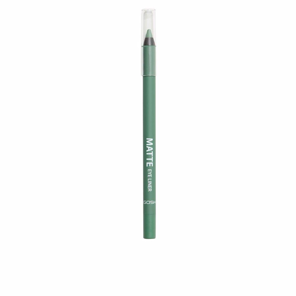 Eyeliner verde Gosh Matte con cappuccio trasparente. Scritta: Matte Eye Liner. Marchio Gosh.