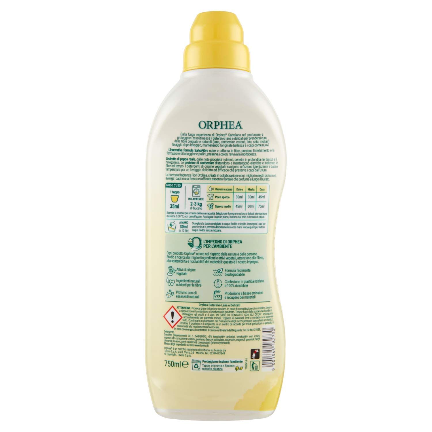 Orphea, Linea Detergenza, Detersivo per Capi in Lana e Delicati, 750 ml