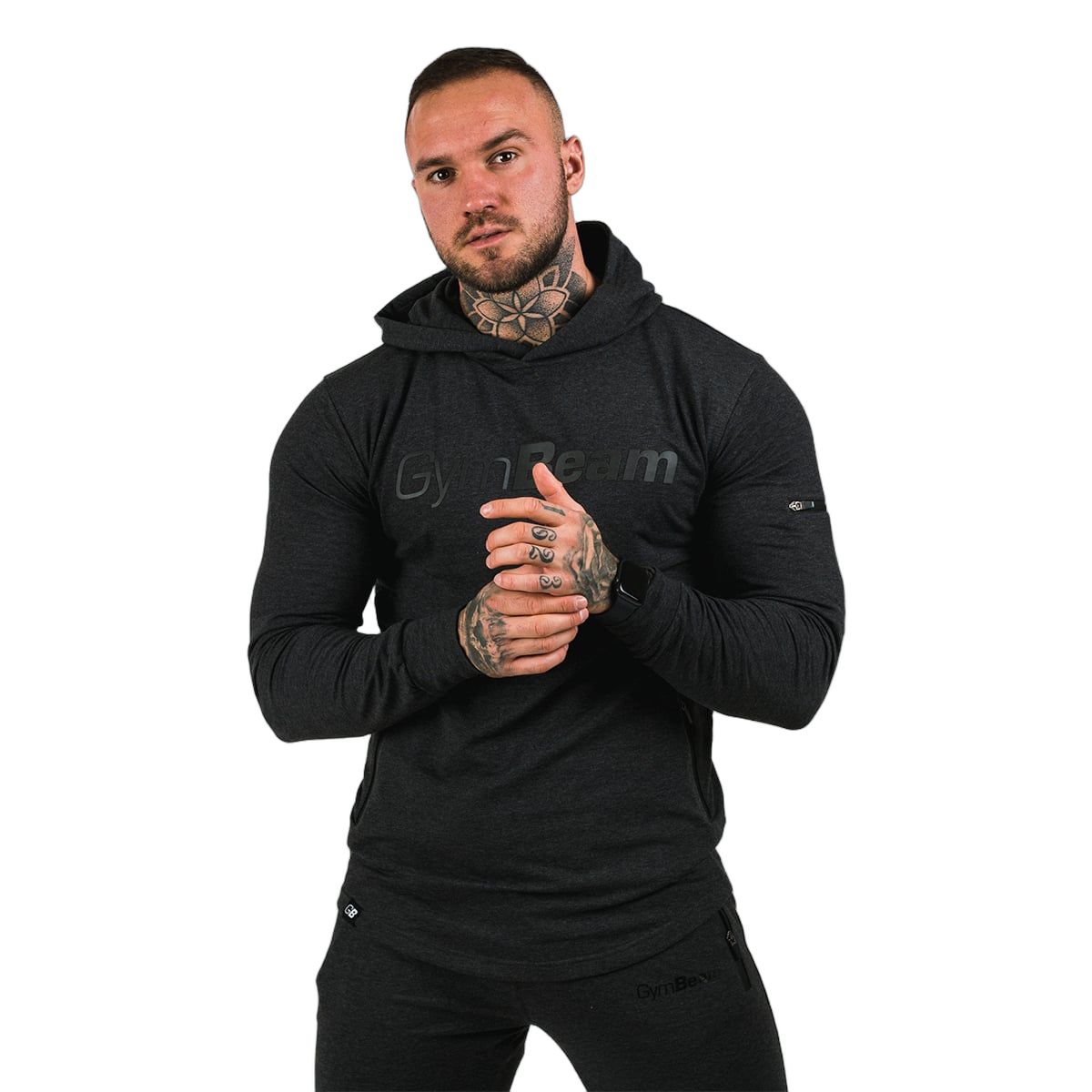 GymBeam Felpa uomo con cappuccio regular Urban grigia