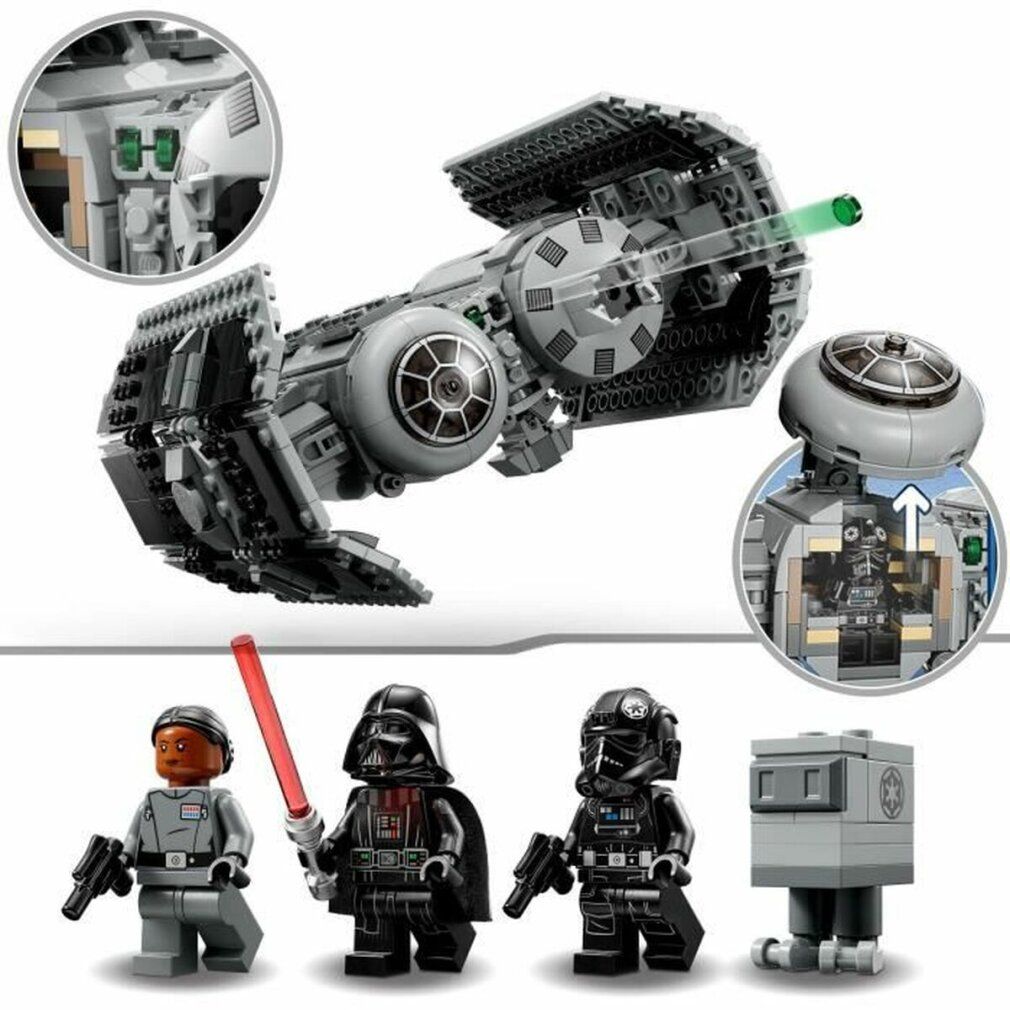 LEGO Star Wars 75347 TIE Bomber. Modello di astronave grigia e minifigure. Viste dettagliate. Età: 9+.