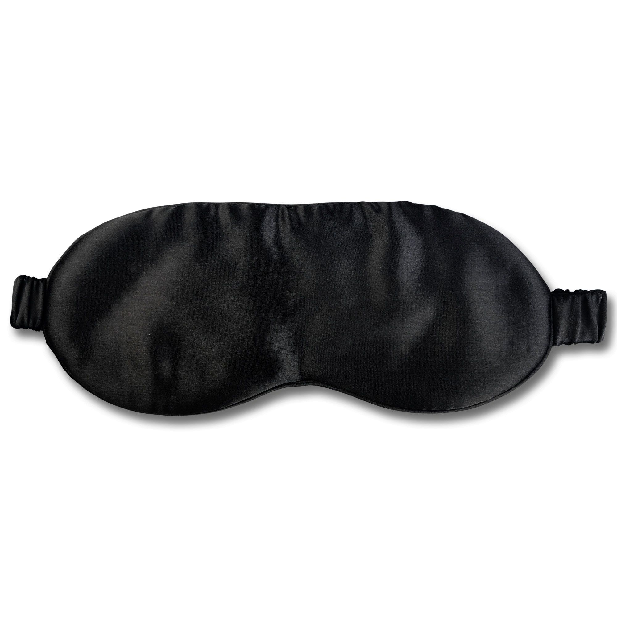 Maschera per gli occhi in seta nera con elastici per una vestibilità sicura.
