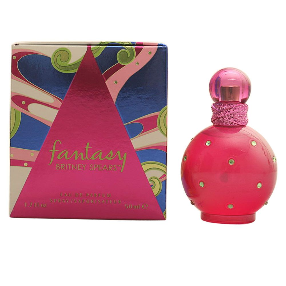 Flacone rosa rotondo con tappo rosa e strass. Accanto, una scatola con il nome del prodotto.
