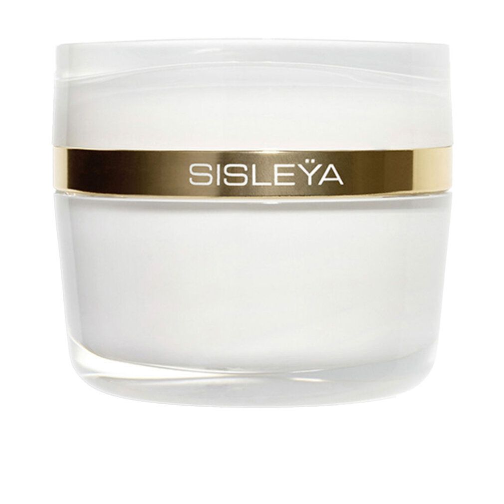 Vaso bianco con fascia dorata SISLEYA. Coperchio trasparente. Gel anti-età.