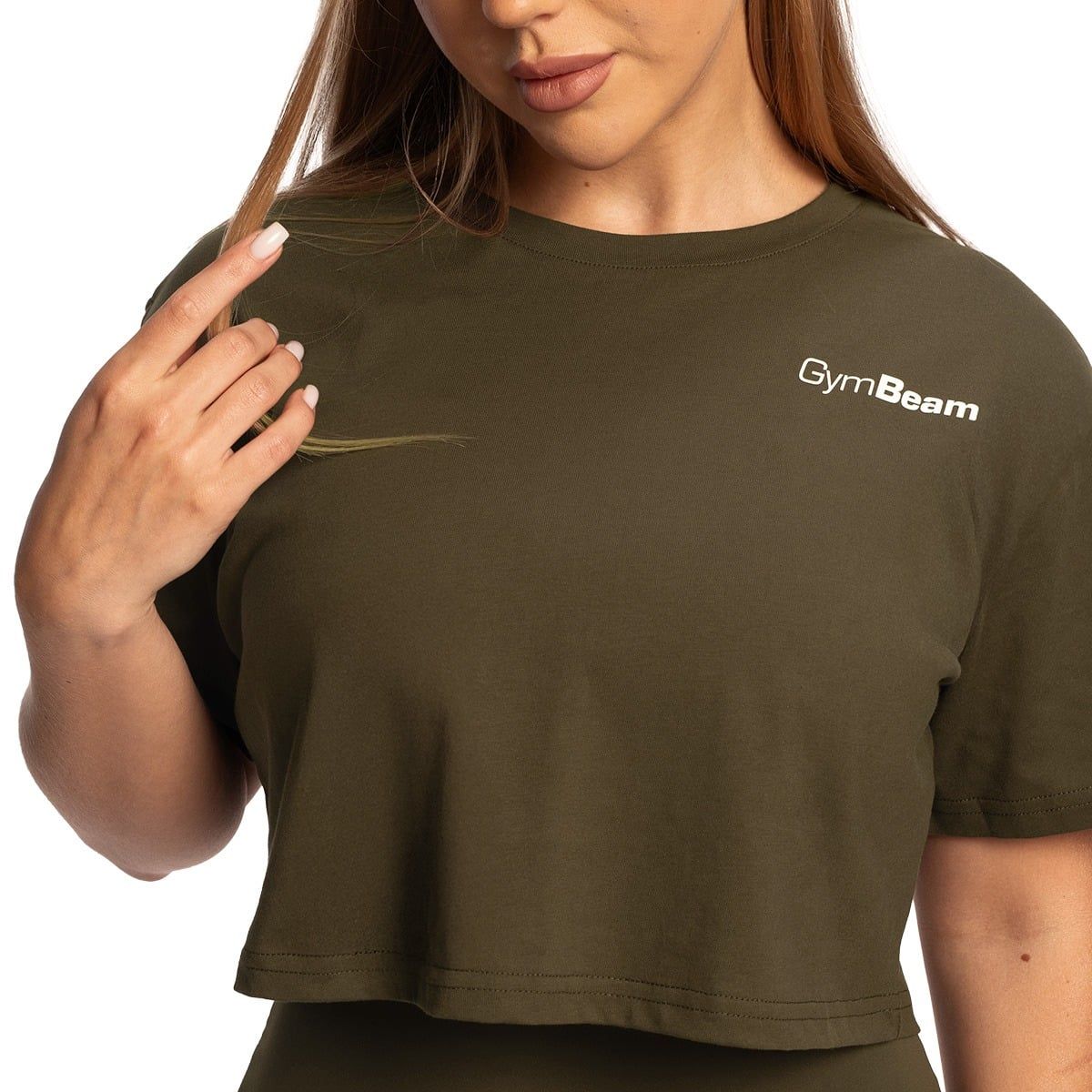 GymBeam Crop Top donna Limitless in cotone con manica corta Espresso