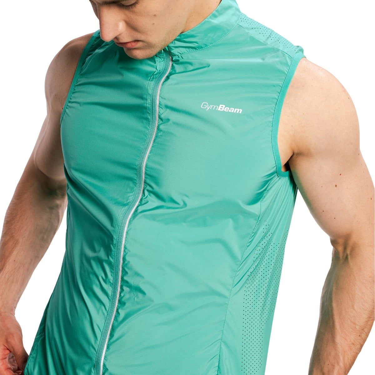 GymBeam Gilet uomo Pulse X Running slim con zip verde