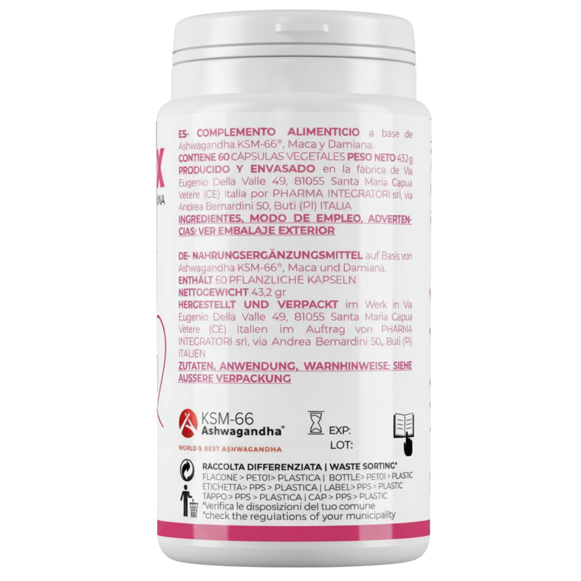 LOVEMAX Integratore Benessere Donna a base di Ashwagandha KSM-66, Maca e Damiana