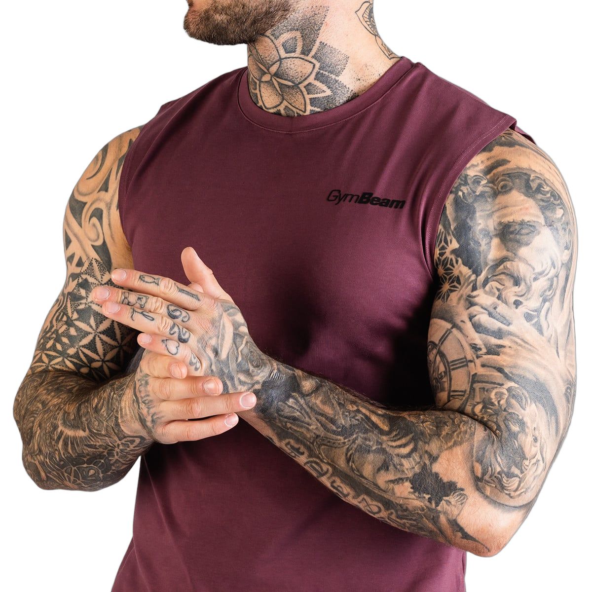 GymBeam Canotta uomo TRN Eggplant regular in cotone, modal ed elastan