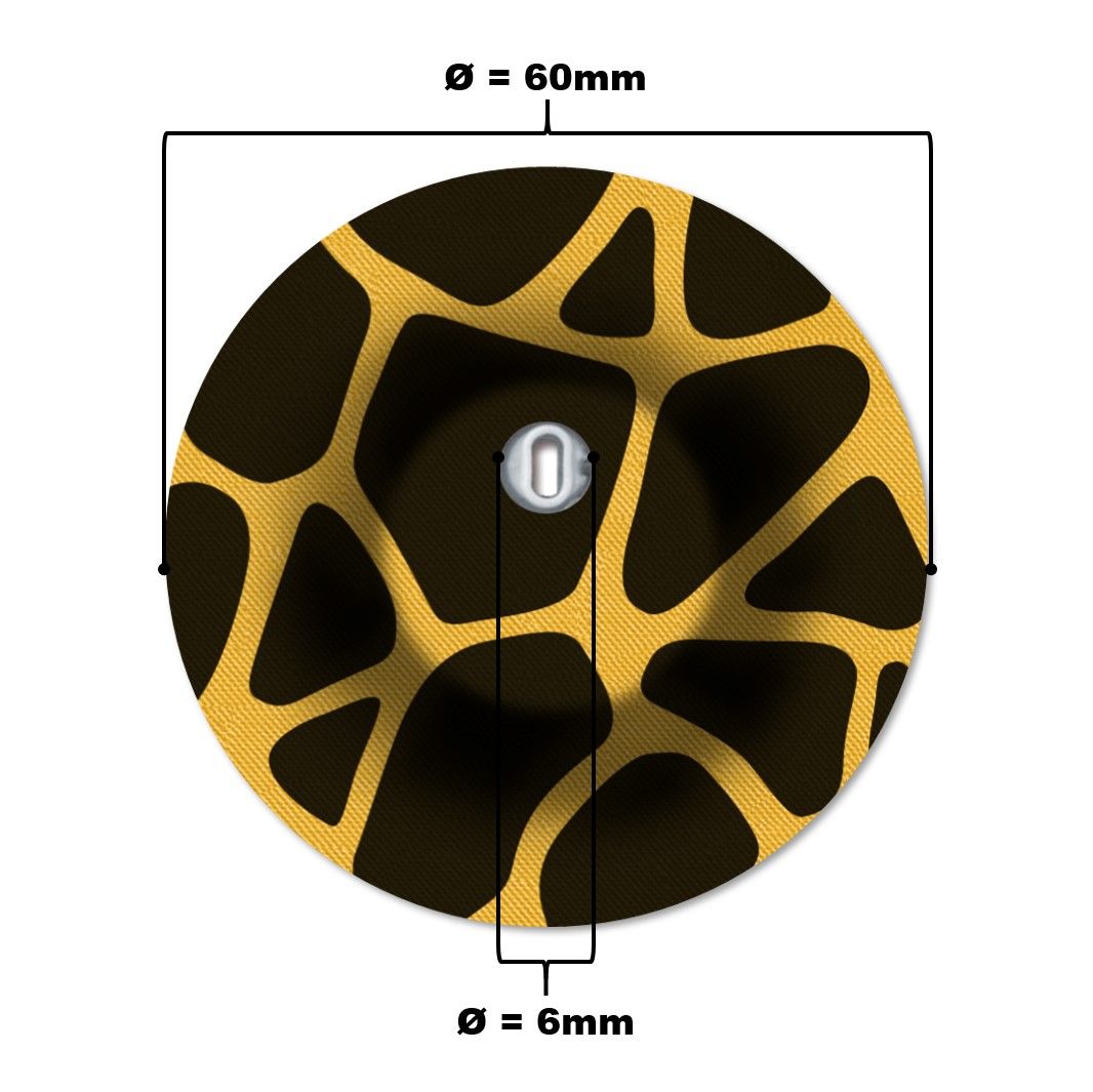 Cerotto rotondo con foro di ventilazione. Motivo giallo-marrone. Diametro 60mm, foro 6mm.