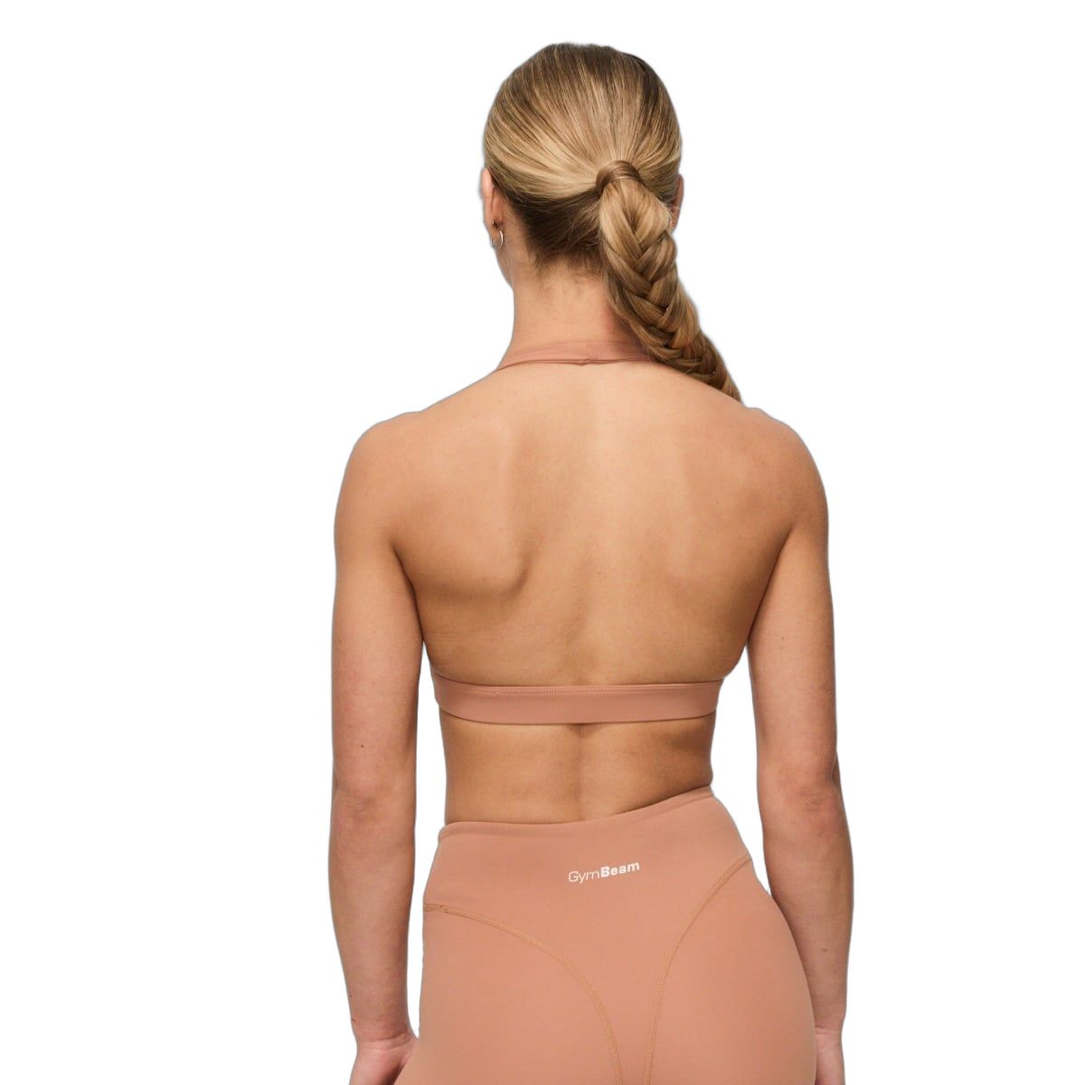 GymBeam Reggiseno sportivo donna halter Fierce caramello con spalline larghe