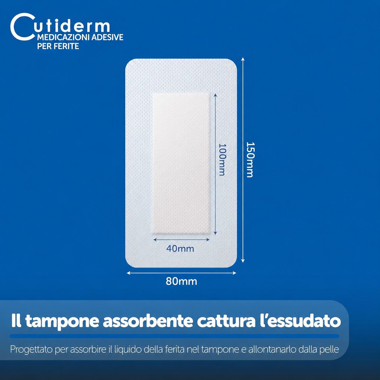 Confezione di medicazioni Cutiderm, 10 pezzi, 8cmx15cm.