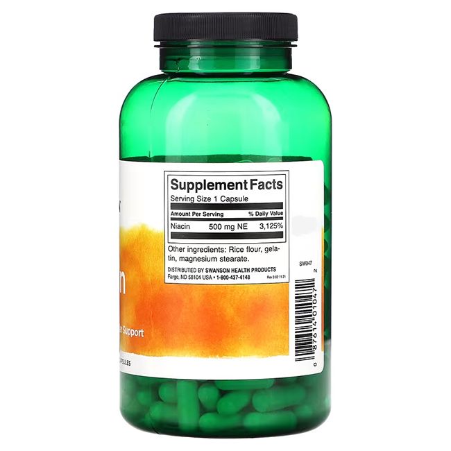 Flacone verde con tappo nero. Retro con informazioni nutrizionali e capsule verdi all'interno.