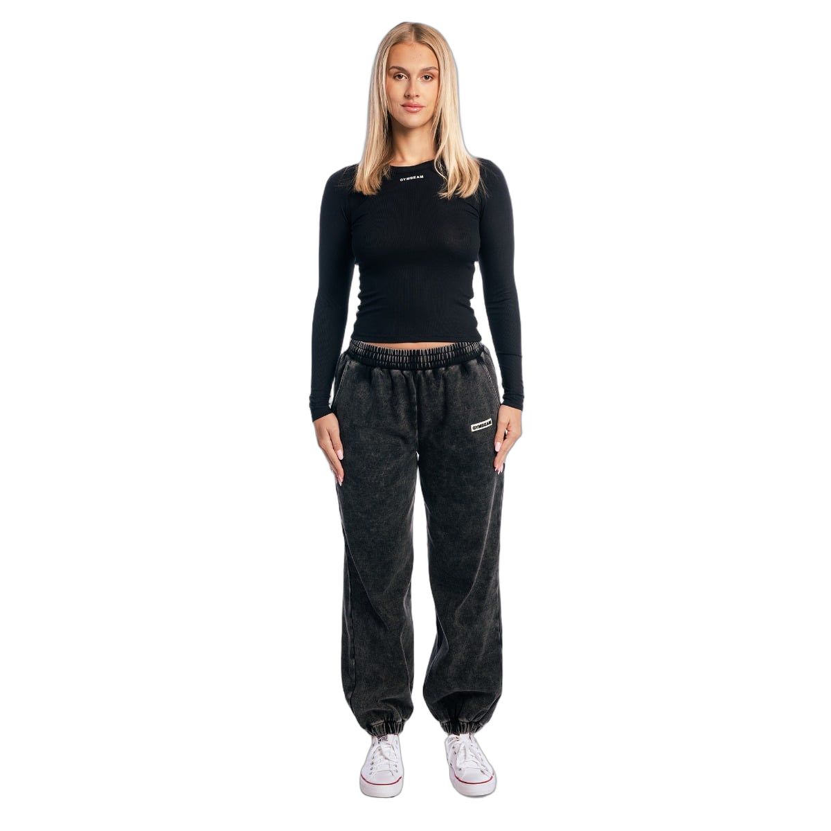 GymBeam T-shirt donna Aura slim a maniche lunghe Black