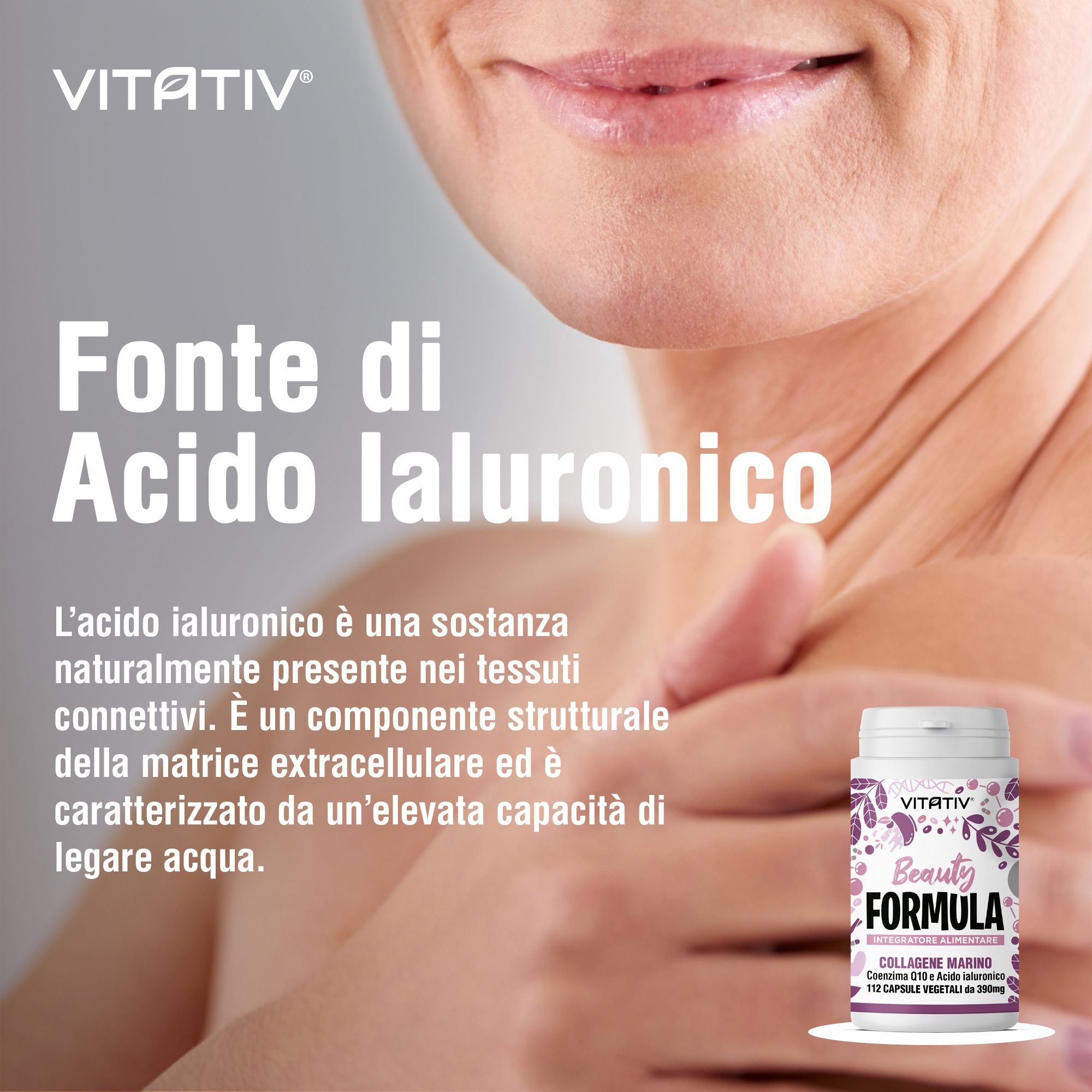 Vitativ® Beauty Formula Collagene Marino Idrolizzato + Coenzima Q10 + Acido Ialuronico - 112 Capsule