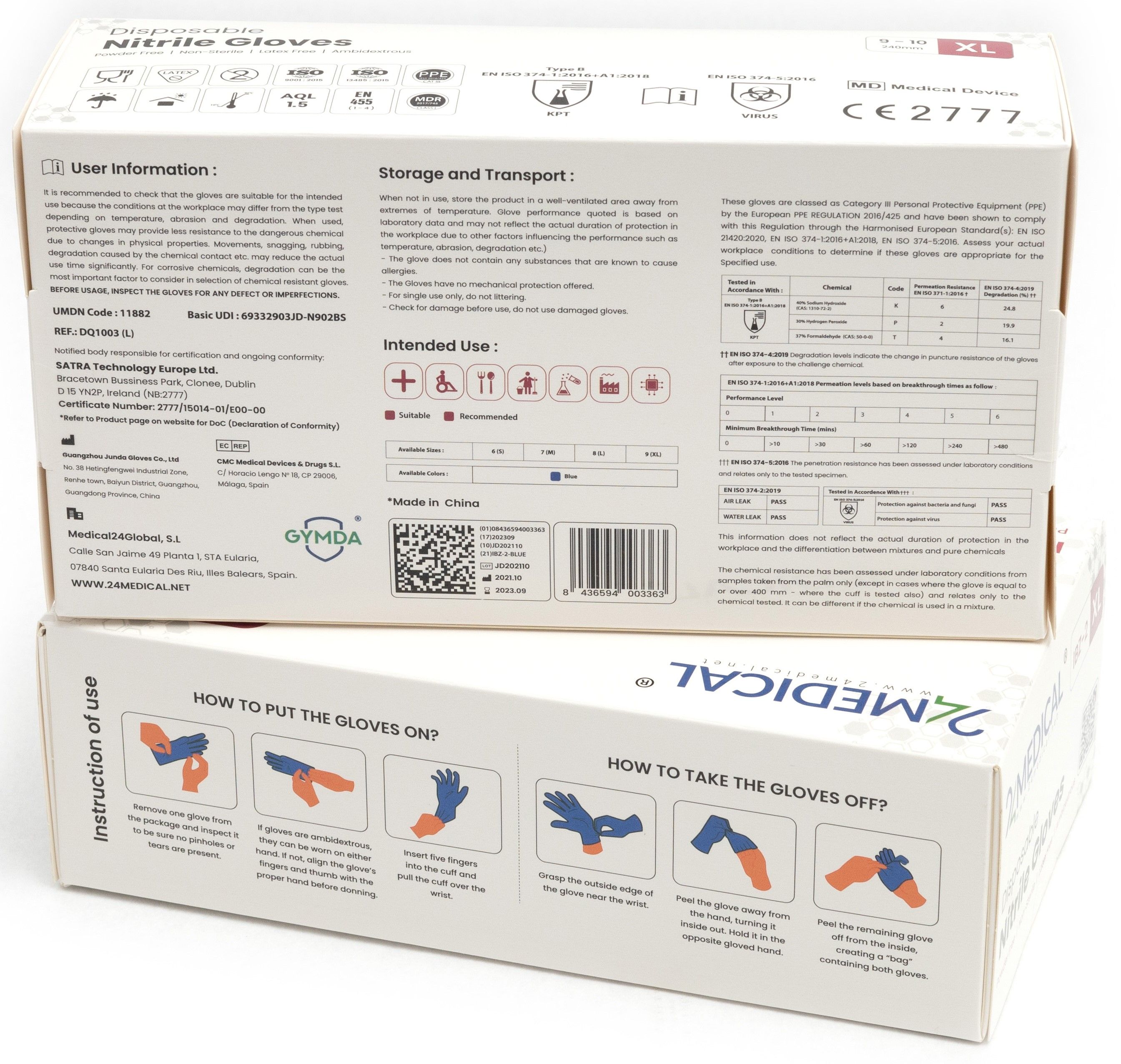 24medical IBZ-2 Guanti in nitrile senza polvere